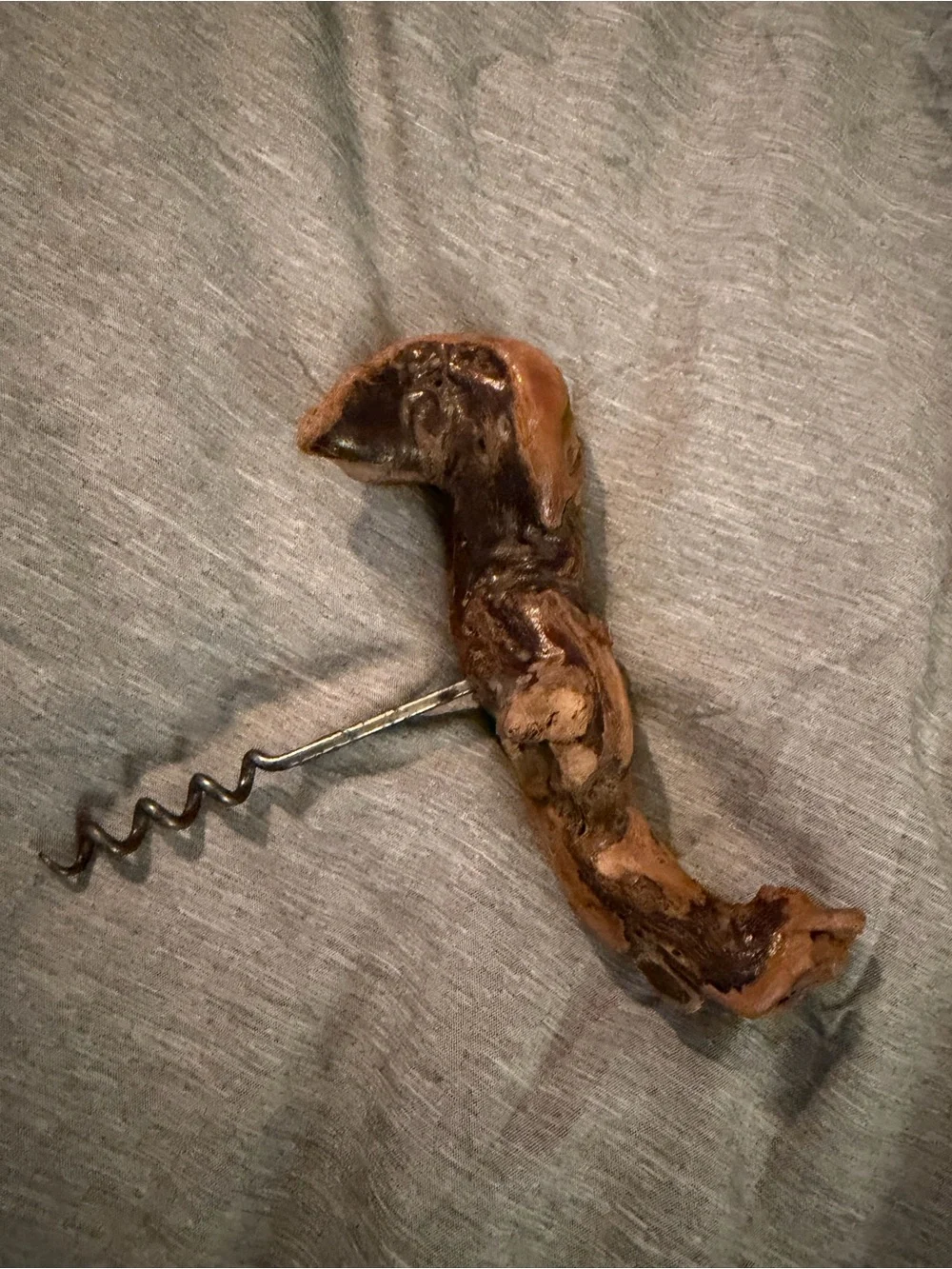BIRD SHAPED Vintage Old Vine Grapevine Burl Wood Wine Bottle Opener Cork Screw